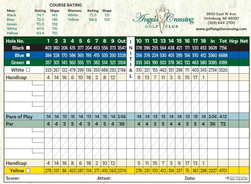 Course Layout – Angels Crossing Golf Club